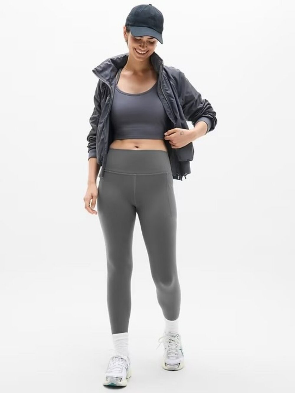 Athleta S Small Salutation Stash High Rise 7/8 Legging Shadow Grey NWOT! 531321